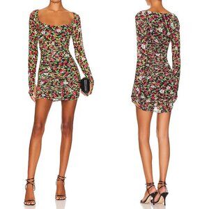 AFRM X Revolve Leona Mini Bodycon Dress in Noir Strawberry